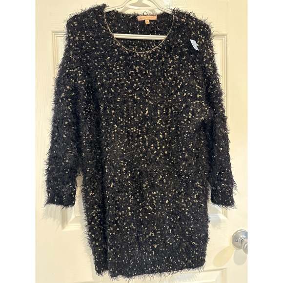 Gibson Latimer‎ Fuzzy Knit Sweater Dress Long Sleeve Party Cocktail M - Picture 1 of 4